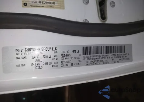 2015 Jeep Patriot Latitude из США, поврежденный, VIN 1C4NJRFBXFD188642